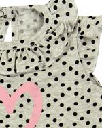 Macacão Bebê Malha Viscose Crepe Estampado Bolinhas Coração