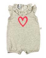 Macacão Bebê Malha Viscose Fleece Listrado Coração