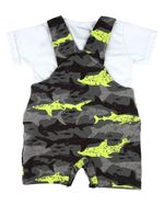 Salopete Bebê Moletinho Estampado Tubarões
