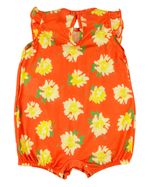 Macacão Bebê Menina Verão Manga Cavada Microfibra Estampada Floral