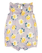 Macacão Bebê Menina Verão Manga Cavada Microfibra Estampada Floral