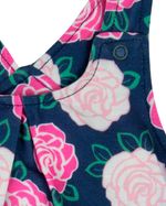 Macacão Bebê Menina Verão Sem Mangas Microfibra Estampada Rosas