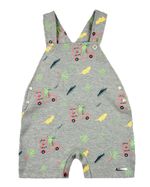 Macacão Bebê Curto Menino Salopete Suedine Estampado Com Camiseta Jacaré e Onça