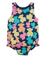 Macacão Body Bebê Menina Verão Suedine Estampado Regata Ursinhos