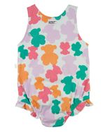 Macacão Body Bebê Menina Verão Suedine Estampado Regata Ursinhos
