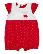 Macacão Bebê Menina Verão Suedine Estampado Poá Elefantinhos