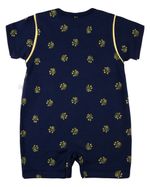 Macacão Bebê Menino Curto Suedine Algodão Estampado Leão