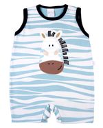 Macacão Bebê Menino Curto Suedine Algodão Estampado Zebra