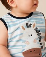 Macacão Bebê Menino Curto Suedine Algodão Estampado Zebra