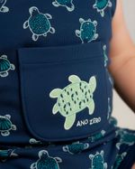 Macacão Bebê Menino Curto Suedine Algodão Estampado Tartarugas