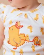 Macacão Bebê Menina Curto Suedine Algodão Estampado Patinhas