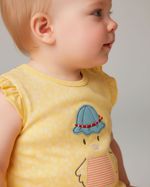 Macacão Bebê Menina Curto Suedine Algodão Estampado Patinha
