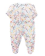 Macacão Bebê Suedine Longo Estampado Folhas