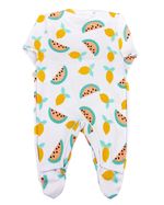 Macacão Bebê Suedine Longo Estampado com Lacinho Melancias