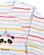 Macacão Bebê Suedine Longo Listrado Silk Ursinho Panda