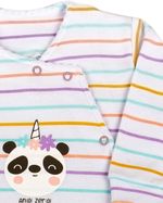 Macacão Bebê Suedine Longo Listrado Silk Ursinho Panda