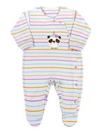 Macacão Bebê Suedine Longo Listrado Silk Ursinho Panda