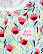 Macacao Bebe Menina Suedine Longo Estampado Tulipas