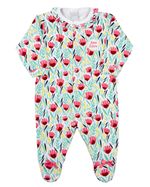 Macacao Bebe Menina Suedine Longo Estampado Tulipas