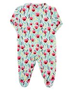 Macacao Bebe Menina Suedine Longo Estampado Tulipas