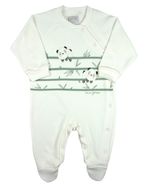 Macacao Bebe Menino Suedine Algodão Manga Longa Comprido Silk Screem Ursinhos Panda