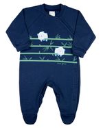 Macacao Bebe Menino Suedine Algodão Manga Longa Comprido Silk Screem Ursinhos Panda