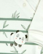 Macacao Bebe Menino Suedine Algodão Manga Longa Comprido Silk Screem Ursinhos Panda