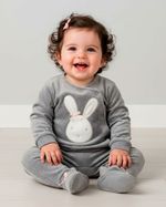 Macacão Bebê Plush Coelhinha com Lacinho
