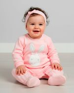 Macacão Bebê Plush Coelhinha com Lacinho