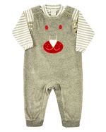 Salopete Bebê de Plush Bordado Leãozinho