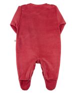 Macacão Bebê Plush Bordado Metalizado Flor com Lacinho