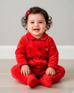 Macacão Bebê Plush Estampado Bolinha com Lacinhos