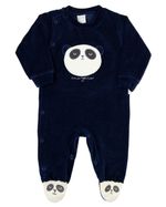 Macacao Bebe Plush Menino Bordado Urso Panda