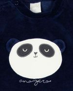 Macacao Bebe Plush Menino Bordado Urso Panda