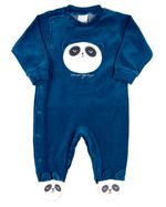 Macacao Bebe Plush Menino Bordado Urso Panda
