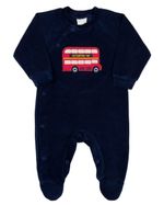 Macacao Bebe Plush Menino Bordado Ônibus