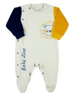 Macacao Bebe Plush Masculino Pezinho Bordado Baby Lion