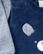 Macacao Bebe Plush Menino Bordado Ursinho Orelhas Soltas
