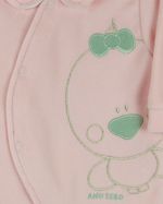 Macacao Bebe Plush Feminino com Pezinho Bordado Passarinha