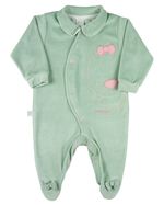 Macacao Bebe Plush Feminino com Pezinho Bordado Passarinha