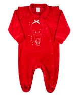 Macacao Bebe Plush Menina com Pezinho Bordado Coelhinha