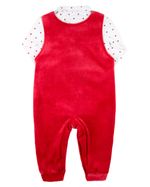 Macacao Bebe Menina Salopete Plush e Body Suedine Bordado Corujinha