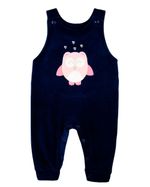 Macacao Bebe Menina Salopete Plush e Body Suedine Bordado Corujinha