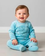 Macacao Bebe Menino Plush com Silk Screen de Oncinhas