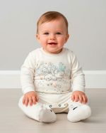 Macacao Bebe Menino Plush com Silk Screen de Oncinhas