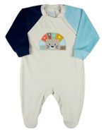 Macacao Bebe Plush Menino com Pezinho Bordado Leão