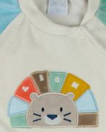 Macacao Bebe Plush Menino com Pezinho Bordado Leão