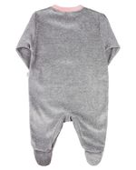 Macacao Bebe Menina Plush com Pezinho Bordado 3 Passaros