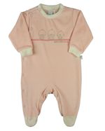 Macacao Bebe Menina Plush com Pezinho Bordado 3 Passaros