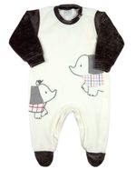 Macacao Bebe Menino Plush Bordados Aplicados Elefantinhos
